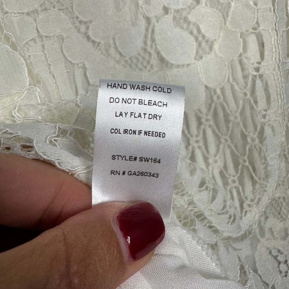 Sweet Lovely By Jen Ivory Lace High Neck Top - Picture 7 of 7